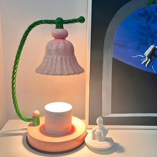 Contemporary Pink Flower Geometric Metal Table Lamp Zawala Image - 1