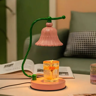 Contemporary Pink Flower Geometric Metal Table Lamp Zawala Image - 2