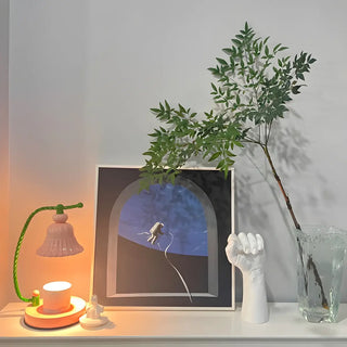 Contemporary Pink Flower Geometric Metal Table Lamp Zawala Image - 6