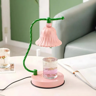 Contemporary Pink Flower Geometric Metal Table Lamp Zawala Image - 9