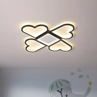 Black Square 4-Loving Heart Shape LED Flush Mount Light Zawala Image - 4