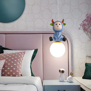 Cartoon Pink Rabbit Resin Pendant Light for Kids Room Zawala Image - 2