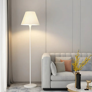 Bedside Simple Black Floor Lamp with Pleated Shade Zawala Image - 3
