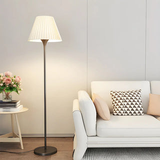 Bedside Simple Black Floor Lamp with Pleated Shade Zawala Image - 4