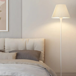 Bedside Simple Black Floor Lamp with Pleated Shade Zawala Image - 5