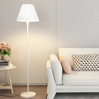 Bedside Simple Black Floor Lamp with Pleated Shade Zawala Image - 6