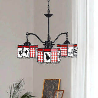 ZOWALA - Cylinder Poker Glass 3-Light Red Kids Room Chandelier Image - 1