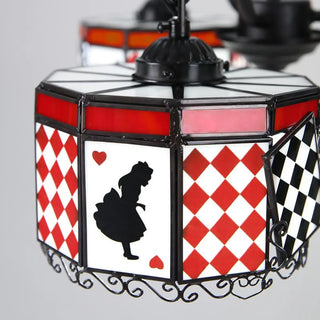 ZOWALA - Cylinder Poker Glass 3-Light Red Kids Room Chandelier Image - 10