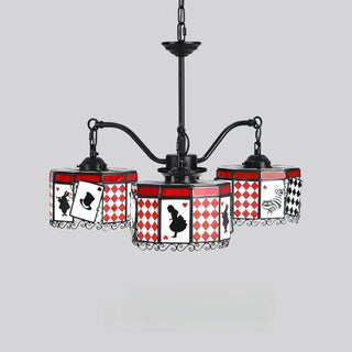 ZOWALA - Cylinder Poker Glass 3-Light Red Kids Room Chandelier Image - 2