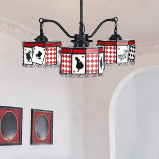 ZOWALA - Cylinder Poker Glass 3-Light Red Kids Room Chandelier Image - 5