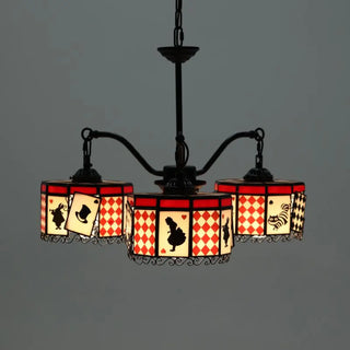 ZOWALA - Cylinder Poker Glass 3-Light Red Kids Room Chandelier Image - 6
