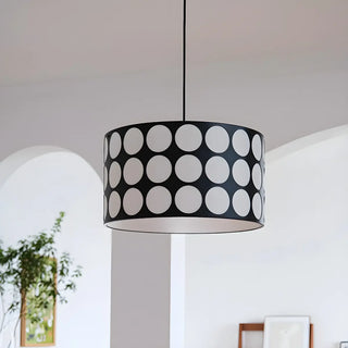 ZOWALA - Polka Dots Black Adjustable Height Drum Chandelier Image - 14