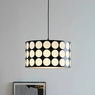 ZOWALA - Polka Dots Black Adjustable Height Drum Chandelier Image - 15