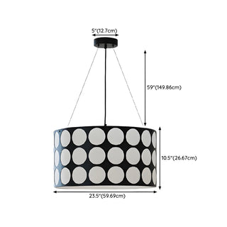 ZOWALA - Polka Dots Black Adjustable Height Drum Chandelier #size