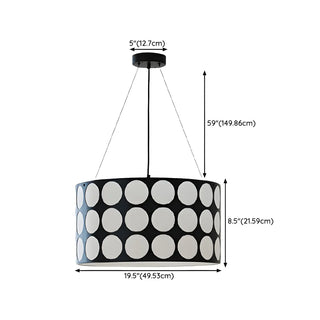 ZOWALA - Polka Dots Black Adjustable Height Drum Chandelier Image - 17