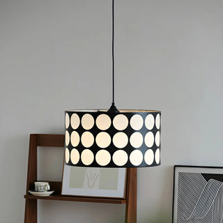 ZOWALA - Polka Dots Black Adjustable Height Drum Chandelier Image - 3
