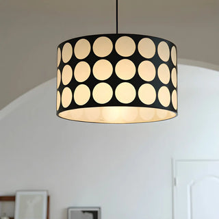 ZOWALA - Polka Dots Black Adjustable Height Drum Chandelier Image - 4