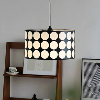 ZOWALA - Polka Dots Black Adjustable Height Drum Chandelier Image - 5