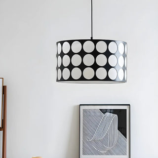 ZOWALA - Polka Dots Black Adjustable Height Drum Chandelier Image - 8