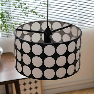 ZOWALA - Polka Dots Black Adjustable Height Drum Chandelier Image - 9