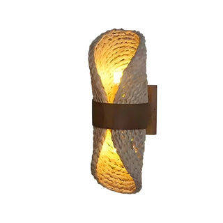 Coastal Roll Wood Rattan Porch Hallway Wall Sconce Zawala Image - 7