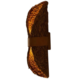 Coastal Roll Wood Rattan Porch Hallway Wall Sconce Zawala Image - 8