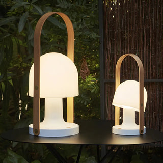 Creative Portable White Mushroom Glass Table Lamp Zawala Image - 6