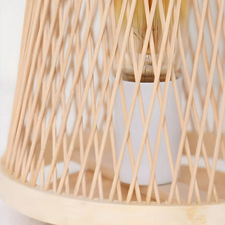Creative Hand-Woven Bamboo Cage Shade Wooden Table Lamp Zawala Image - 11