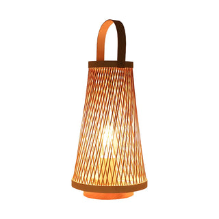 Creative Hand-Woven Bamboo Cage Shade Wooden Table Lamp Zawala Image - 13