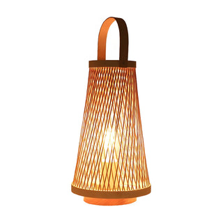 Creative Hand-Woven Bamboo Cage Shade Wooden Table Lamp Zawala Image - 14