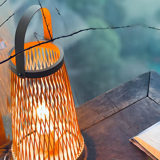 Creative Hand-Woven Bamboo Cage Shade Wooden Table Lamp Zawala Image - 7