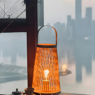 Creative Hand-Woven Bamboo Cage Shade Wooden Table Lamp Zawala Image - 8