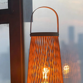 Creative Hand-Woven Bamboo Cage Shade Wooden Table Lamp Zawala Image - 9
