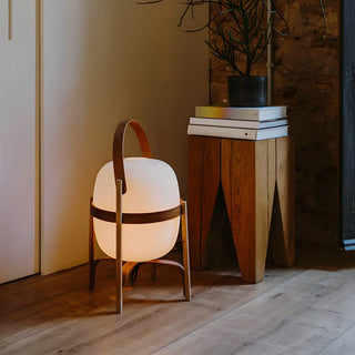 Portable Globe Wooden Frame LED Cestita Floor Lamp Zawala Image - 2