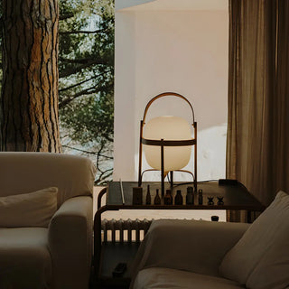 Portable Globe Wooden Frame LED Cestita Floor Lamp Zawala Image - 5