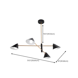 ZOWALA - Postmodern Sputnik Cone Iron Black Living Room Chandelier #size