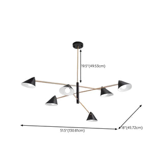ZOWALA - Postmodern Sputnik Cone Iron Black Living Room Chandelier Image - 11