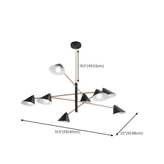 ZOWALA - Postmodern Sputnik Cone Iron Black Living Room Chandelier Image - 12