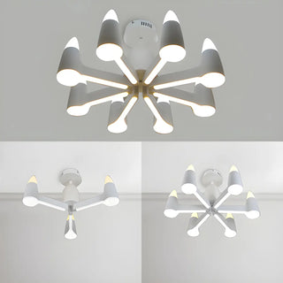 ZOWALA - White Conical Nordic Round Angular LED Chandelier Image - 1