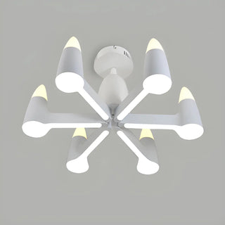 ZOWALA - White Conical Nordic Round Angular LED Chandelier Image - 3