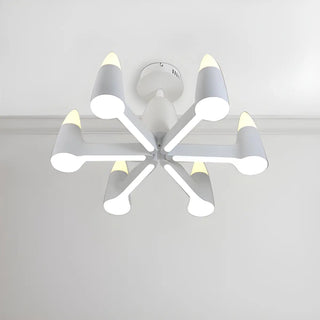 ZOWALA - White Conical Nordic Round Angular LED Chandelier Image - 4