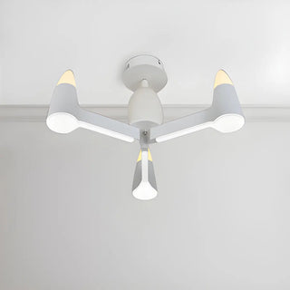 ZOWALA - White Conical Nordic Round Angular LED Chandelier Image - 5