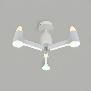 ZOWALA - White Conical Nordic Round Angular LED Chandelier Image - 6