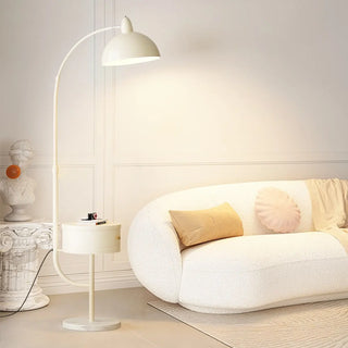 Modern Trendy White Dome Floor Lamp with Storage Zawala Image - 3