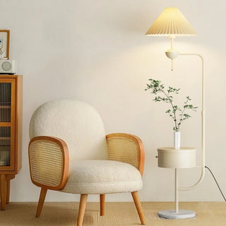 Modern Trendy White Dome Floor Lamp with Storage Zawala Image - 8