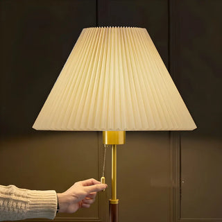 ZOWALA - Pull Chain Cone Wooden Gold Floor Lamp Image - 11