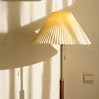 ZOWALA - Pull Chain Cone Wooden Gold Floor Lamp Image - 12