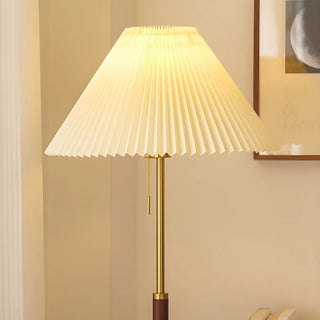ZOWALA - Pull Chain Cone Wooden Gold Floor Lamp Image - 13