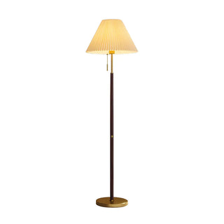 ZOWALA - Pull Chain Cone Wooden Gold Floor Lamp Image - 14