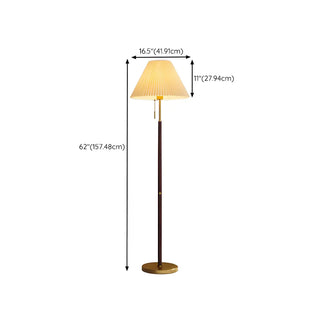 ZOWALA - Pull Chain Cone Wooden Gold Floor Lamp #size
